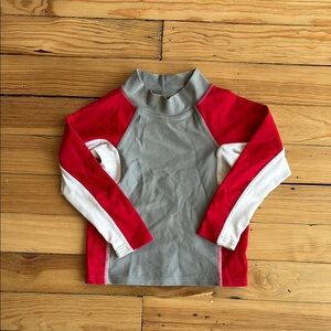 L.L. Bean Red and Gray Rashguard Swim Top